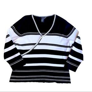 Kate‎ Landry Black & White Striped Top Large